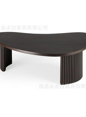 RH美式黑色茶几现代简约民俗设计师月牙茶几客厅不规则茶几