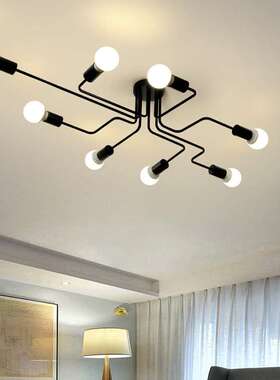 厂家直销现代创意个性简约客厅餐厅卧室服装店铁艺LED线条吸顶灯
