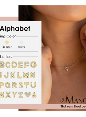 欧美轻奢镶钻钛钢字母吊坠项链