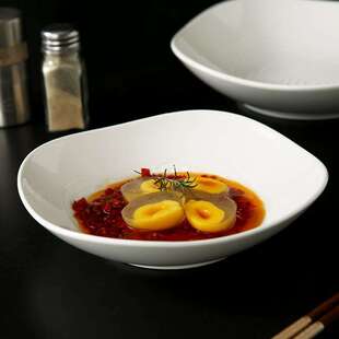 纯色异性凉菜盘汤盘中式不规则简洁餐厅酒店用品陶瓷盘子冷菜盘