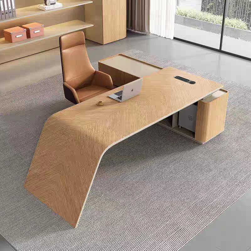 木纹办公桌烤漆现代简约办公室总裁创意办公桌个性经理高端办公桌