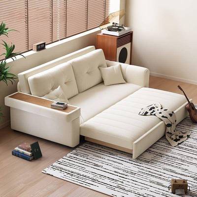 沙发床奶油风多功能一体两用可储物折叠出租房小户型阳台拆洗
