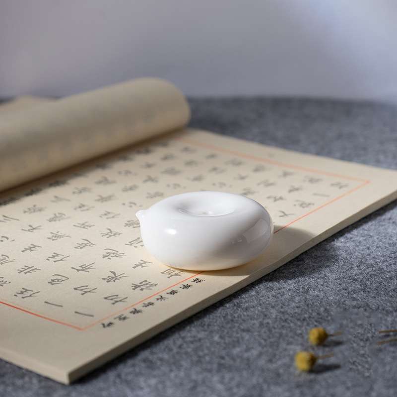 白瓷砚滴德化陶瓷书法国画水滴墨条磨墨加水砚台雪国砚滴文房四宝