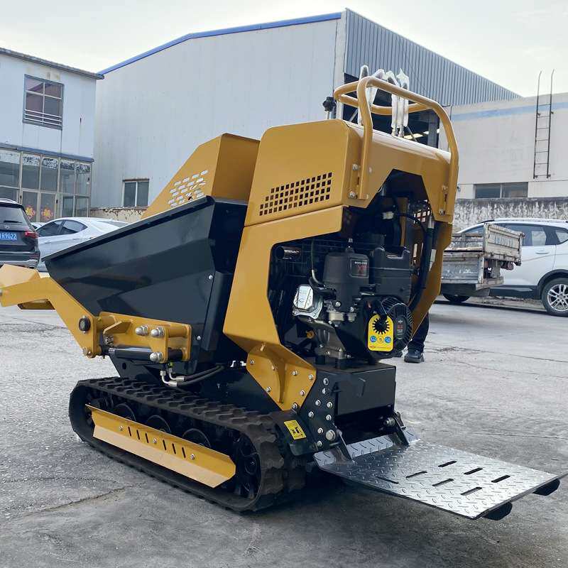 手扶式迷你翻斗车价格全液压工程农用全地形履带式自上料运输车
