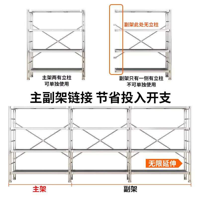 不锈钢置物架家用货架餐厅厨房烤箱多层落地收纳架阳台书房储物架