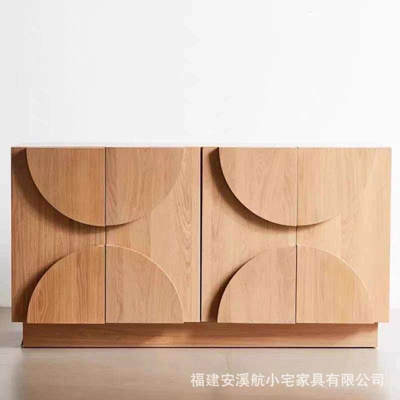 北欧实木餐边柜茶水柜客厅入户玄关柜设计师原木储物柜简约收纳柜