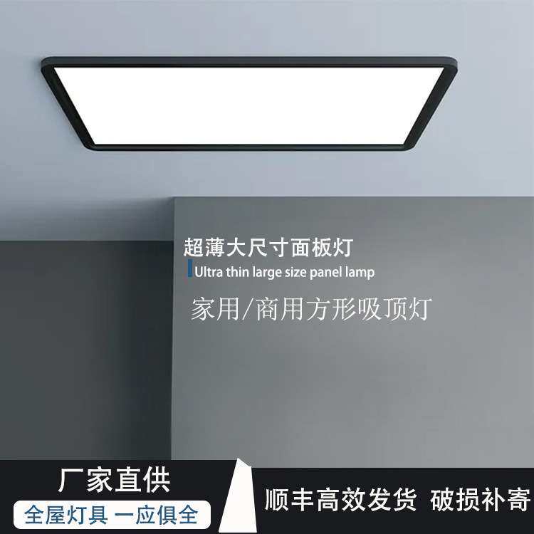 客厅吸顶灯长方形 极简铝材超薄卧室灯led大尺寸平面吸顶灯具