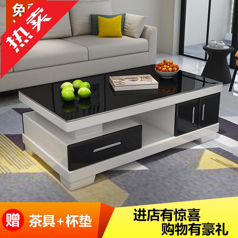欧烤漆玻璃轻奢现代简约时尚桌小户型客厅创意茶几伸缩电视柜组合