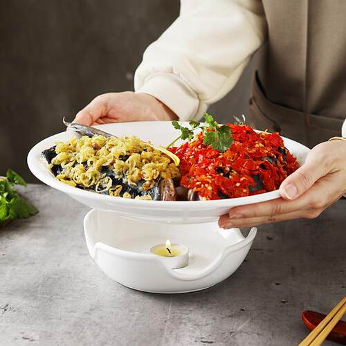 剁椒鱼头盘子泡饼陶瓷酒店明炉餐具蜡烛加热保温菜碗干锅蒸鱼
