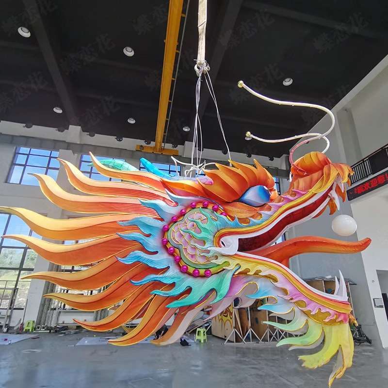 中秋彩灯龙头制作 户外景区观赏灯 元宵春节大型龙头彩灯中庭吊饰