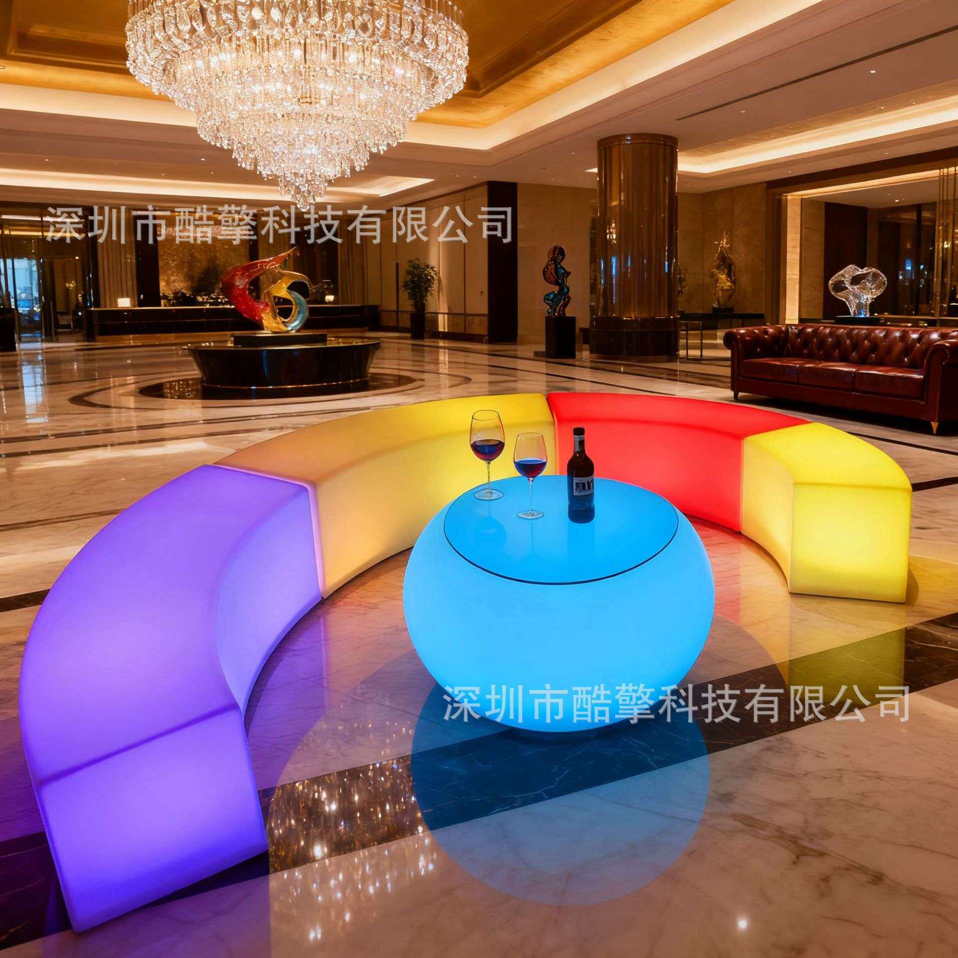 led发光凳子桌子KTV酒吧发光家具茶几户外防水七彩灯光弧形凳子