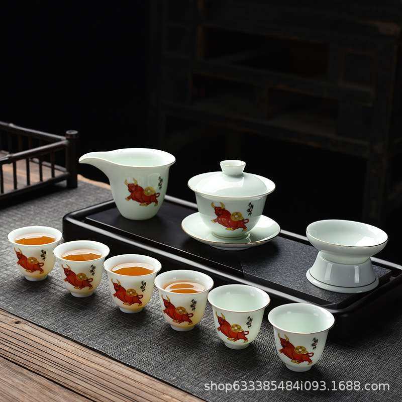 羊脂玉影青茶具套装陶瓷简约办公家用薄胎功夫盖碗茶壶茶杯商务礼,玩具/童车/益智/积木/模型,遥控车升级件/零配件,淘宝优惠券,粉丝福利购,淘宝优惠卷