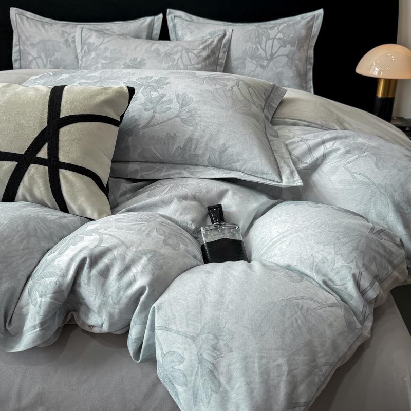 A类母婴级纯棉床上四件套简约40s全棉磨毛被套被罩床单款床上用品