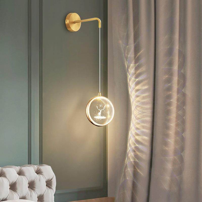 现代简约下艺术网吊吊创意壁灯红垂长线吊床头个性长杆壁灯卧室小