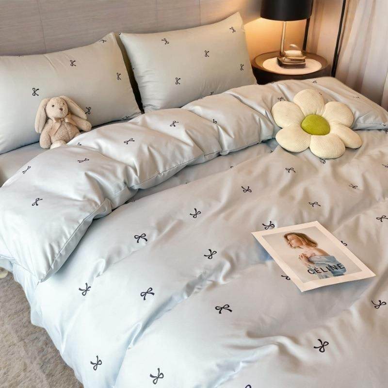 A类夏天冰丝水洗真丝四件套天丝夏季裸睡丝滑凉感学生被套三件套A