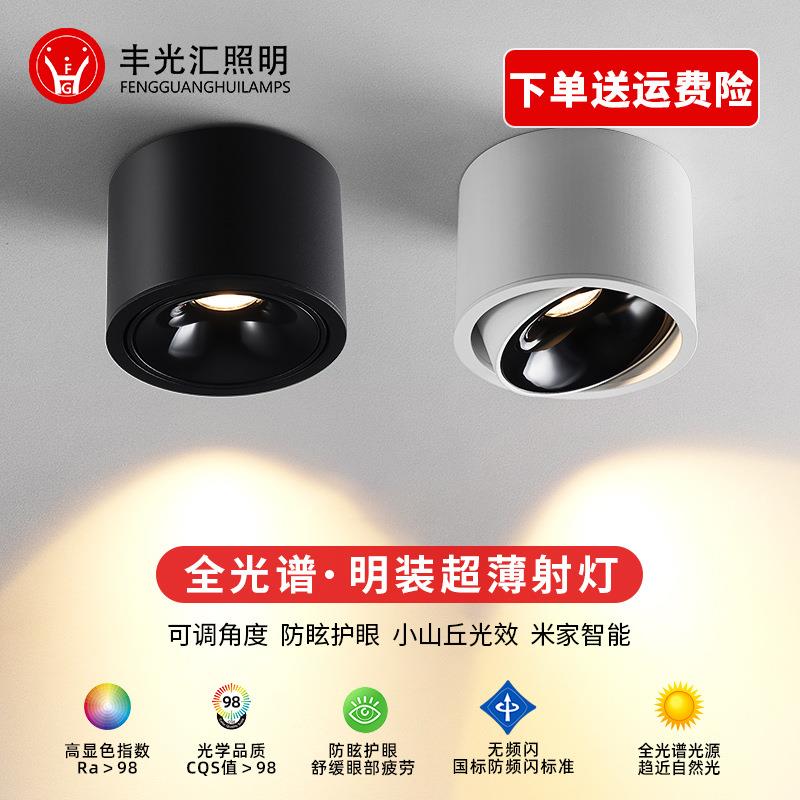超薄明装射灯防眩角度可调免开孔小山丘家用无主灯圆形筒灯射灯