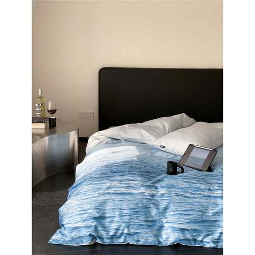 简约风蓝色大海数码印花100支长绒棉四件套透气全棉舒适裸睡床品