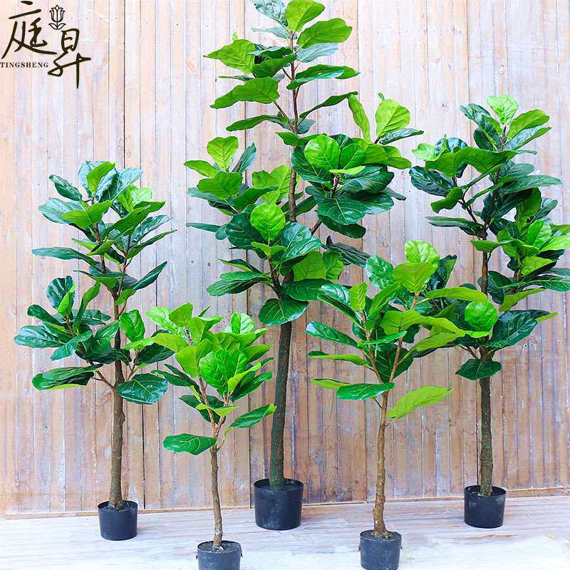 仿真琴叶榕盆栽 大型北欧落地绿色假植物 仿真假树家居套装摆件