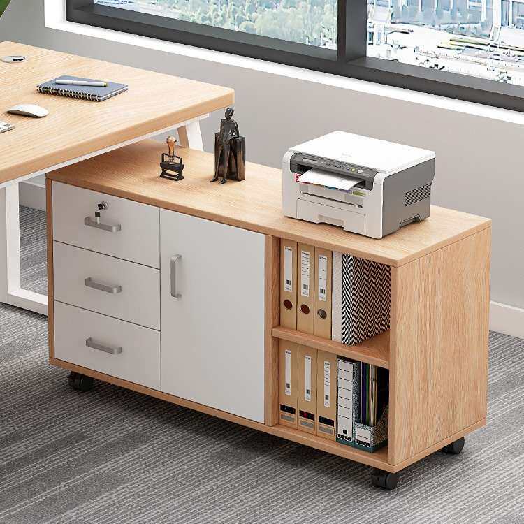 办公室文件柜带锁储物柜子资料收纳柜桌下侧边柜矮柜打印机置物柜