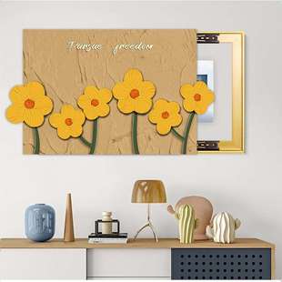 电表箱装饰画横版雕欧花卉遮挡配电箱网关盒电闸箱晶瓷挂画免打孔