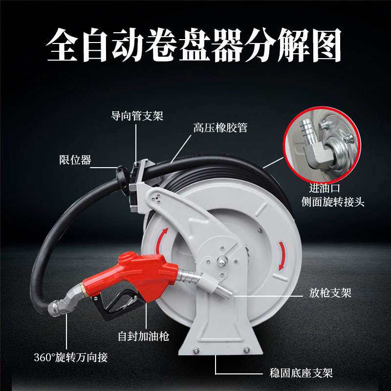 加油机油管卷盘器车载加油卷管器自动伸缩卷管盘1寸6分配管可加长