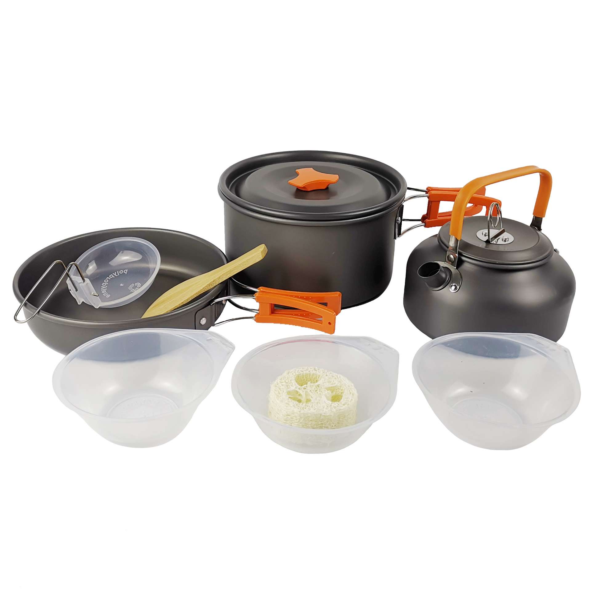 亚马逊户外野营茶壶套锅组合2-3人炊具套装折叠锅具轻量化设计