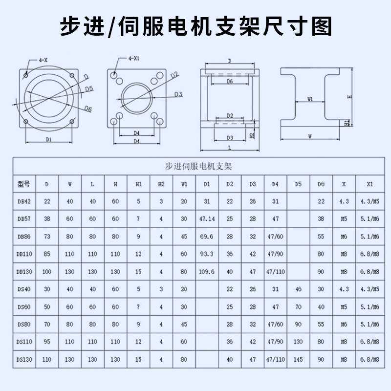 57/60/80/86/110/130/步进伺服电机支架/卧式滚珠丝杆安装电机座