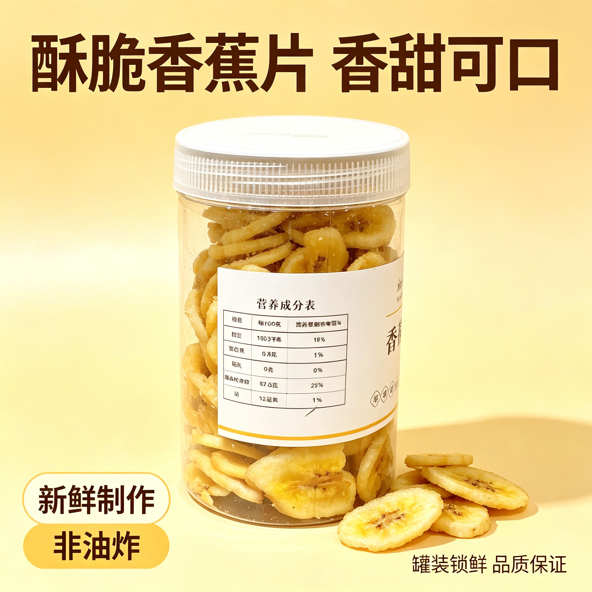 香蕉片罐装250g香蕉果干脆片含椰子油薄片休闲解馋小零食特产