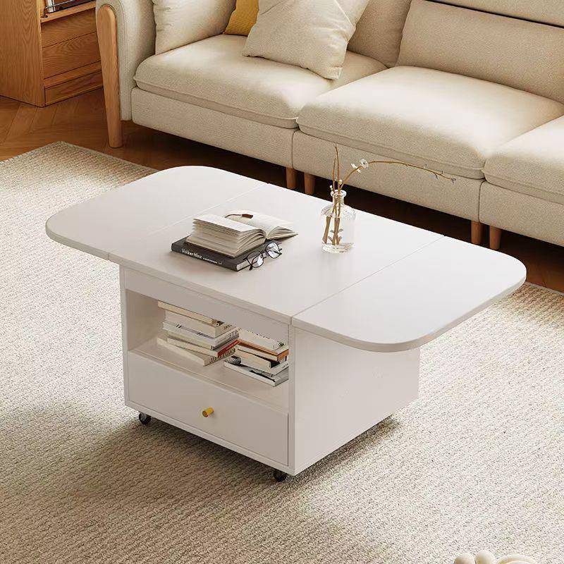 可移动折叠茶几餐桌一体奶油风客厅边几家用小户型多功能伸缩茶桌