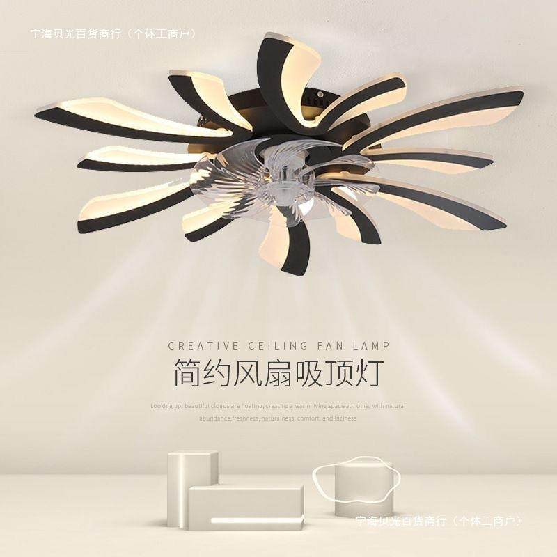 客厅风扇灯新款创意吸顶风扇灯卧室智能家用吊扇灯北欧静音轻奢