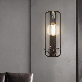 床头吊灯全铜现代中式房间卧室灯具创意新中式掉线床头灯书房铜灯