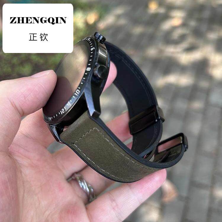 适用华为手表表带GT5疯马纹gt4真皮watch4硅胶3pro金属磁吸扣智能