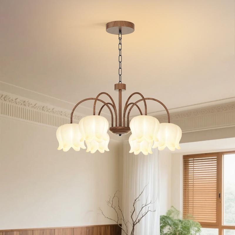 法式奶油风白铃兰花朵吊灯现代简约客餐厅轻奢主卧室客厅书房灯具