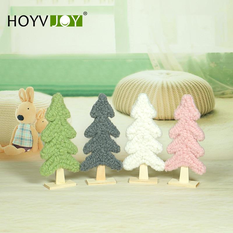 鸿禹 圣诞装饰摆件树 羊毛木底发光桌摆圣诞树节日装饰品道具