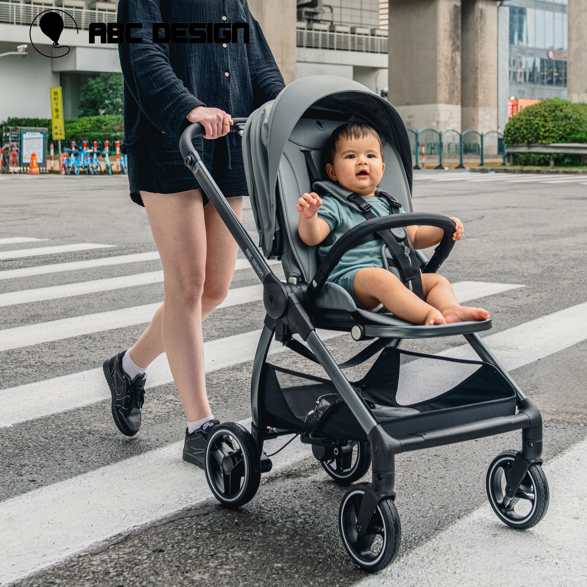 ABC design婴儿推车TAG高景观新生婴儿车可坐躺折叠避震手推双向
