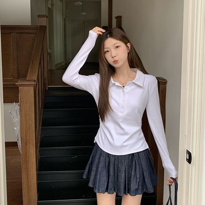 打底衣女内搭高级感可外穿时尚洋气设计感polo领正肩胖MM大码显瘦