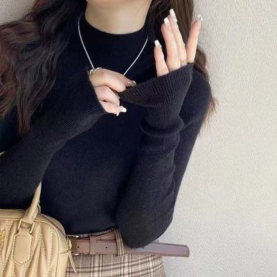 打底衫女内搭可外穿冬高档半高领长袖针织衫毛衣女秋冬百搭洋气修