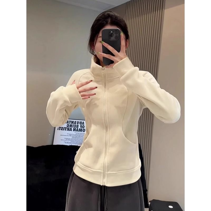 摇粒绒外套冬季立领抓绒冲锋衣内胆秋加绒女秋冬修身保暖内搭厚款