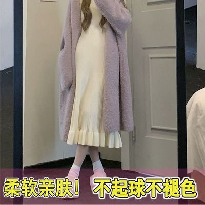 打底衣女内搭高级感可外穿配大衣加厚中长款过膝毛衣裙子配大衣打
