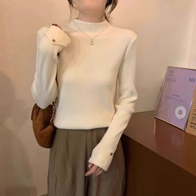 高领打底衫女高端轻奢高级感半高领小香风针织毛衣女2025春季高级