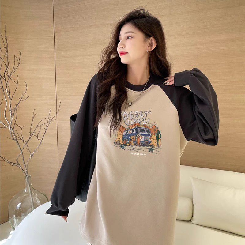 长款打底衫女遮屁股洋气高档搭配鲨鱼裤的上衣包臀中长款卫衣打底