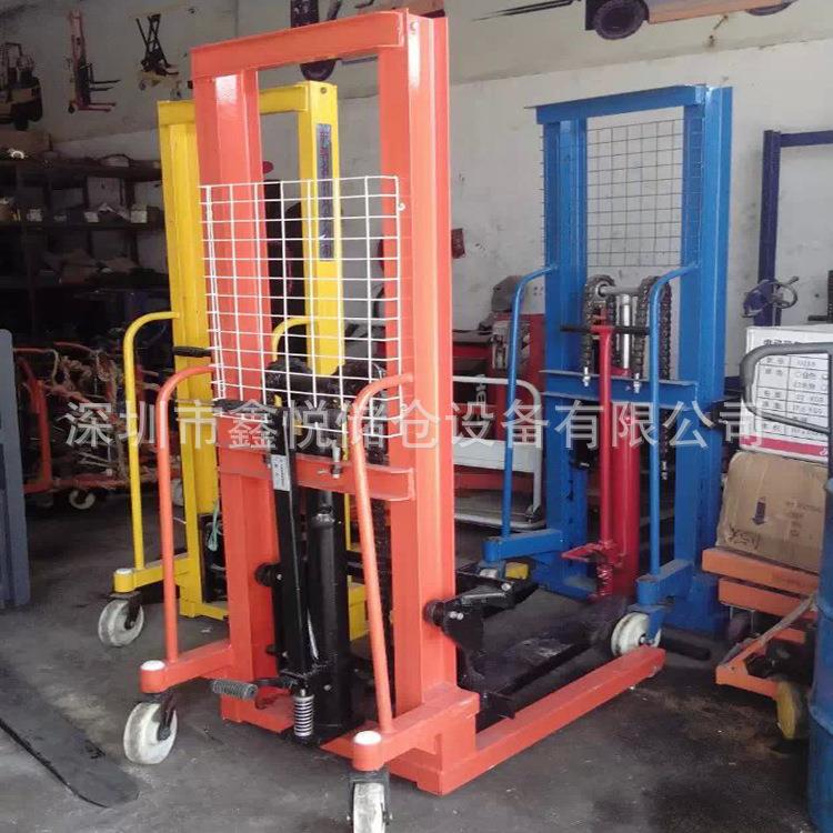 1吨2吨吨手动堆高车脚踩手摇升高车手动液压升降叉车堆高机