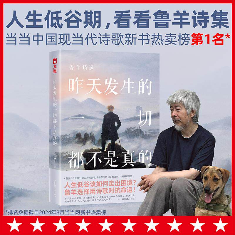 【新华正版】 昨天发生的一切都不是真的（人生低谷该如何走出困境是时候看看鲁羊诗集了老人与海译者鲁羊199首诗歌71幅摄影作品）