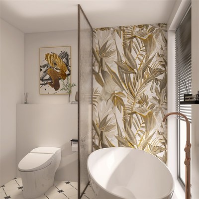 南洋风6001200三度烧花砖卫生间复古抽象油画墙砖背景墙瓷砖