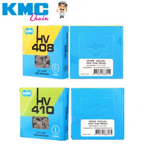 KMC单速链条HV408 410灰色山地公路自行车链条112节116节单速链条