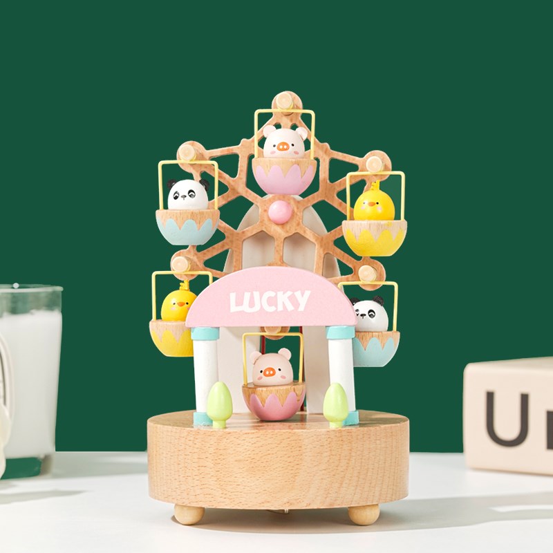 木质旋转摩天轮八音盒音乐盒创意生日G礼物女生送闺蜜儿童女孩圣