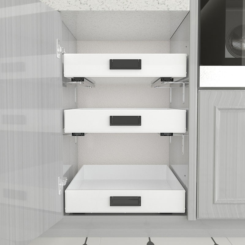 家用厨房超深柜改造拉篮收纳盒托C盘带轨道抽屉柜内分层整理储物