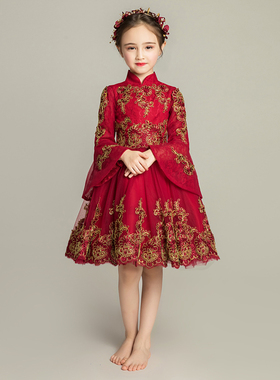 女童晚礼服公主裙儿童小主持人模特走秀钢琴演出服花童.蓬蓬纱高