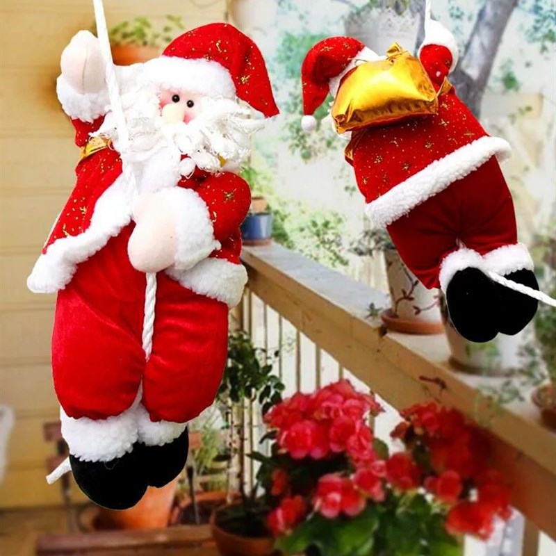 圣诞老人降落伞跳伞n老人公仔爬绳挂件吊饰商场酒店场景布置装饰