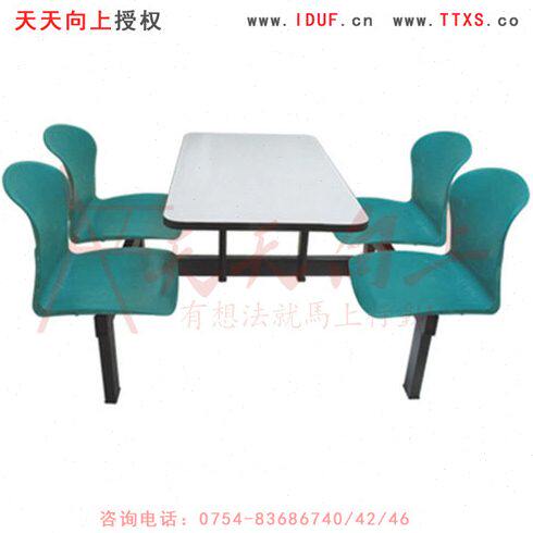 优质塑钢餐厅桌椅多人位快餐小吃店连体桌椅组合学校公司食堂餐桌